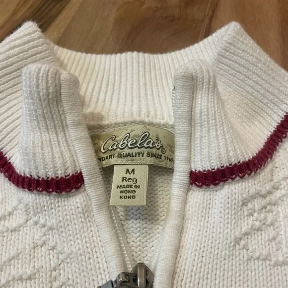 Vintage 90s Cabela’s cotton lighthouse embossed half-zip sweater nautical - Picture 5 of 8